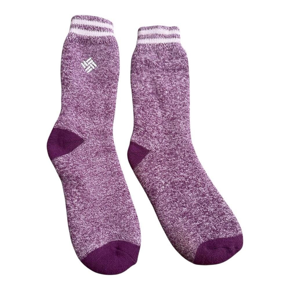 Columbia Thermal Socks Womens S 4-7 Purple Fleece Lined Crew Hiking Outdoor
